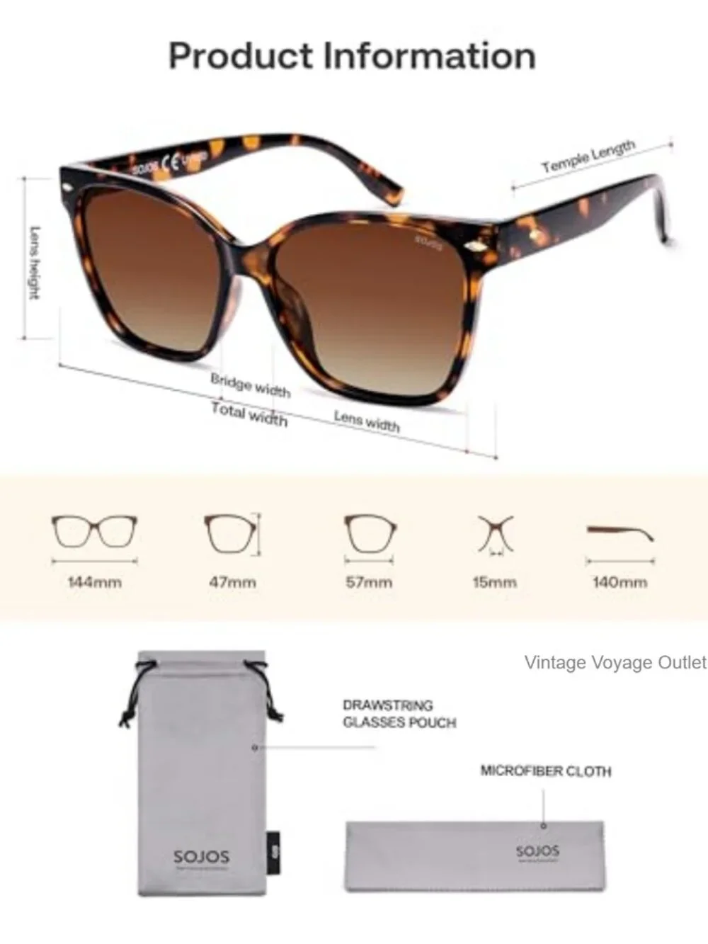 Oversized Square Polarized Sunglasses UV400 Protection